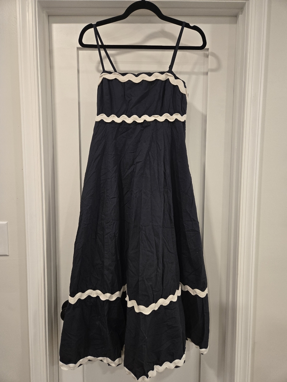 Sim & Sam Navy Blue Spaghetti-Strap Sundress with Scalloped Trim